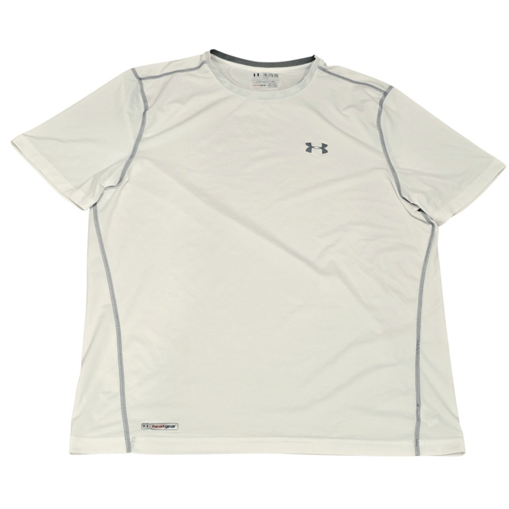 Under Armour HeatGear Fitted Shirt Mens 2XL White Gray Athletic Training Tee
